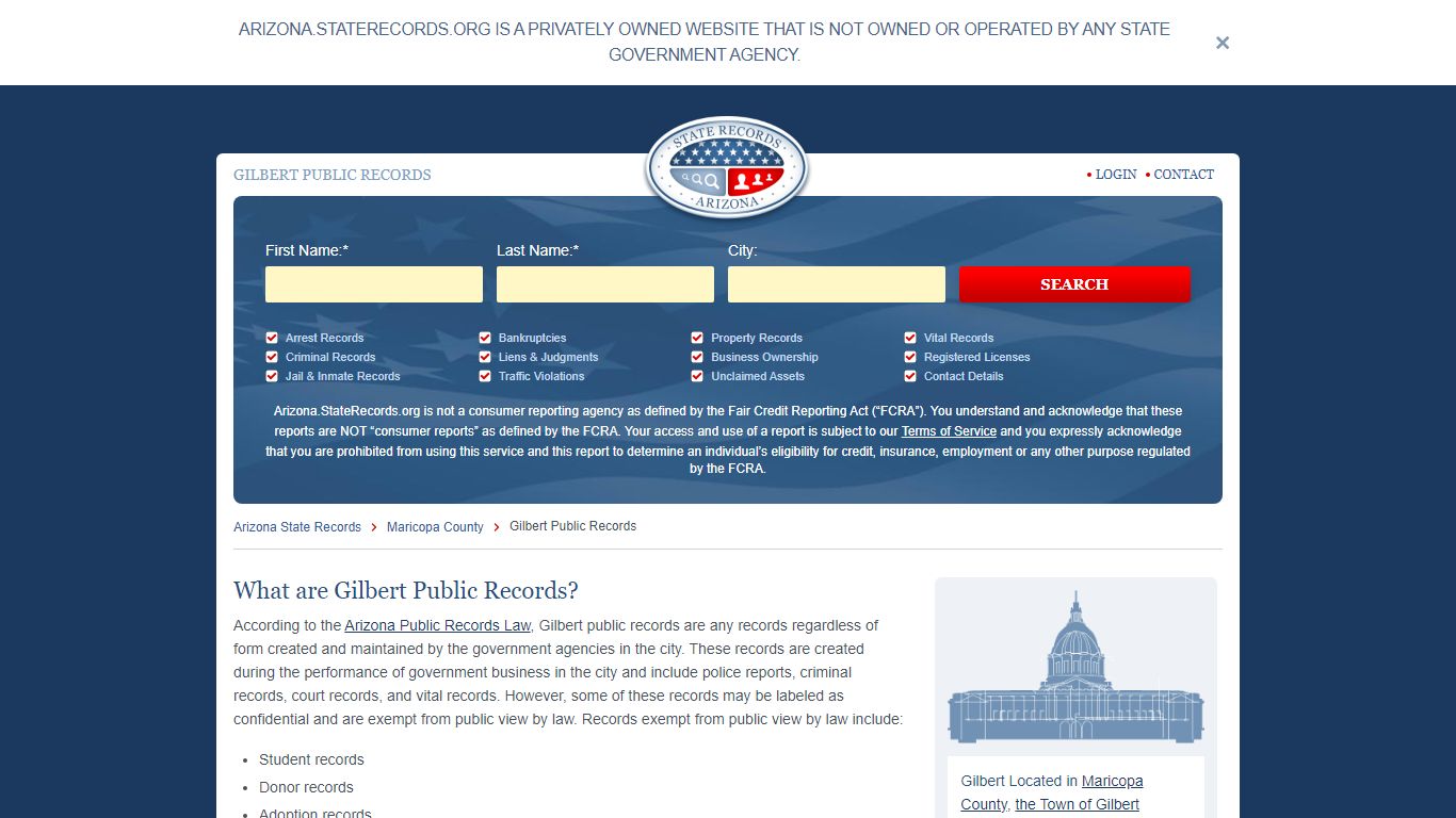 Gilbert Arrest and Public Records | Arizona.StateRecords.org